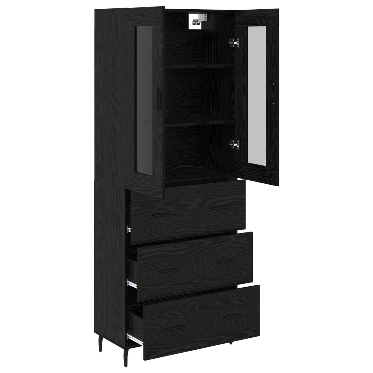 vidaXL Highboard 2 τμχ. Μαύρη Οξυά 69,5 x 34 x 180 εκ.