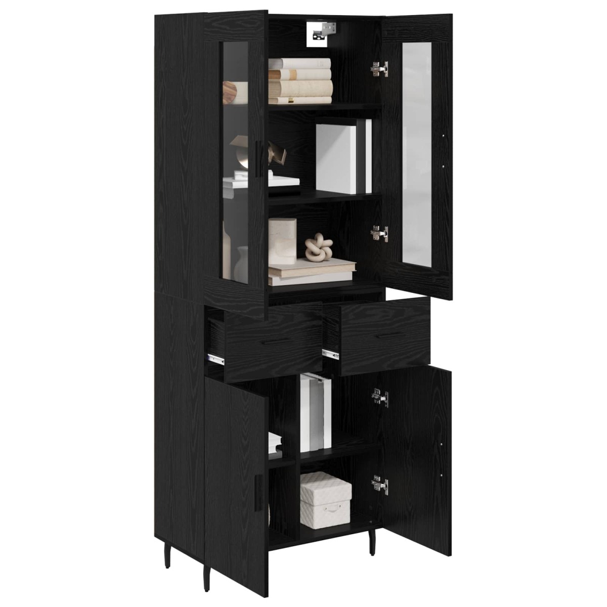 vidaXL Highboard 2 τμχ. Μαύρη Οξυά 69,5 x 34 x 180 εκ.
