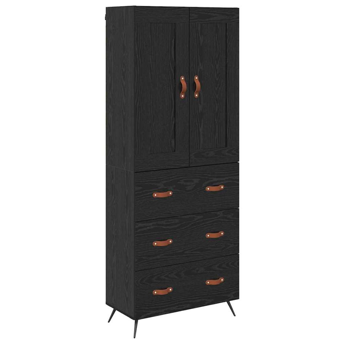 vidaXL Highboard Μαύρη Οξυά 69,5 x 34 x 180 εκ. Επεξεργασμένο Ξύλο