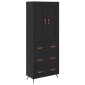 vidaXL Highboard Μαύρη Οξυά 69,5 x 34 x 180 εκ. Επεξεργασμένο Ξύλο