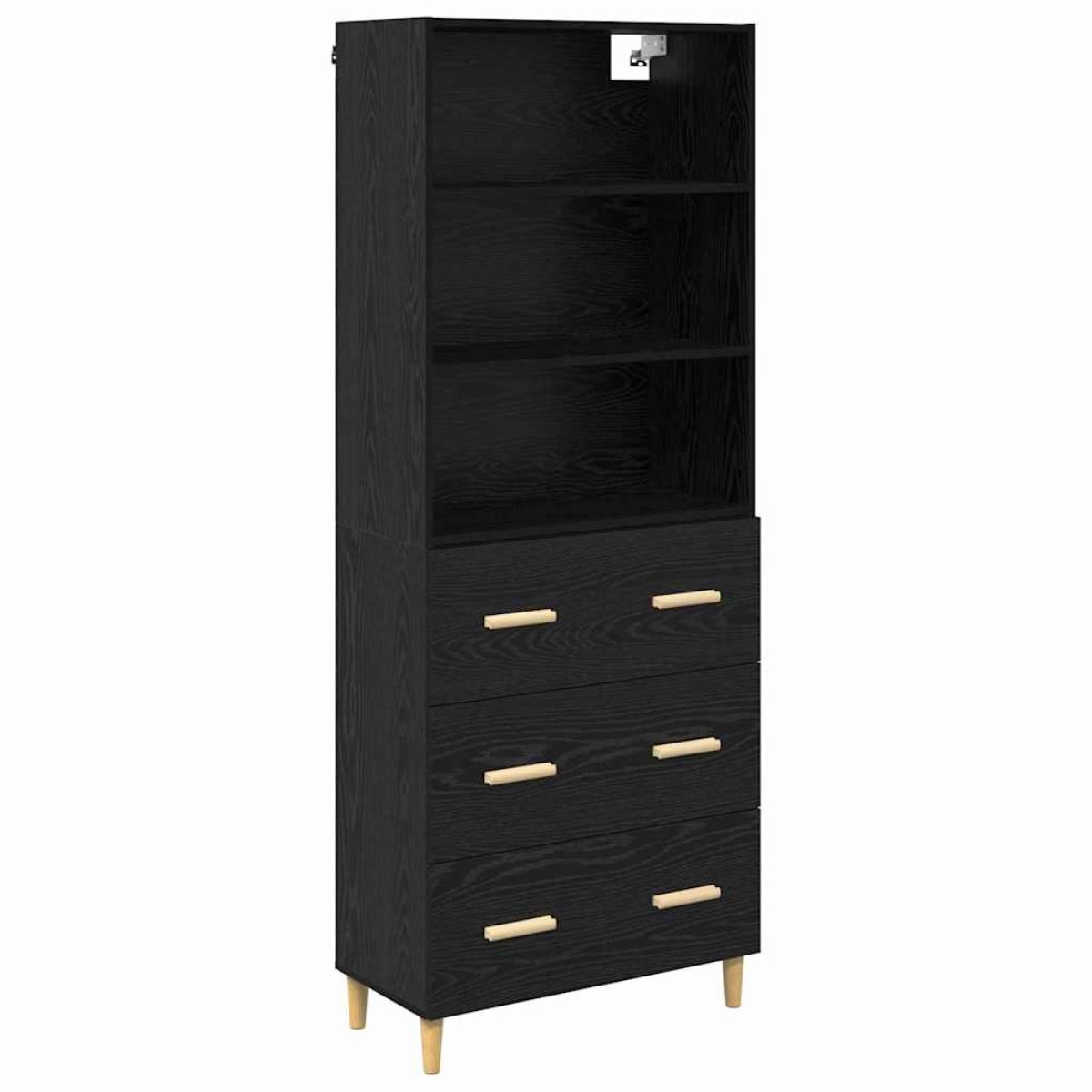vidaXL Highboard Μαύρη Οξυά 69,5 x 32,5 x 180 εκ Επεξεργασμένο Ξύλο
