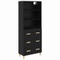vidaXL Highboard Μαύρη Οξυά 69,5 x 32,5 x 180 εκ Επεξεργασμένο Ξύλο