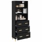 vidaXL Highboard Μαύρη Οξυά 69,5 x 32,5 x 180 εκ Επεξεργασμένο Ξύλο