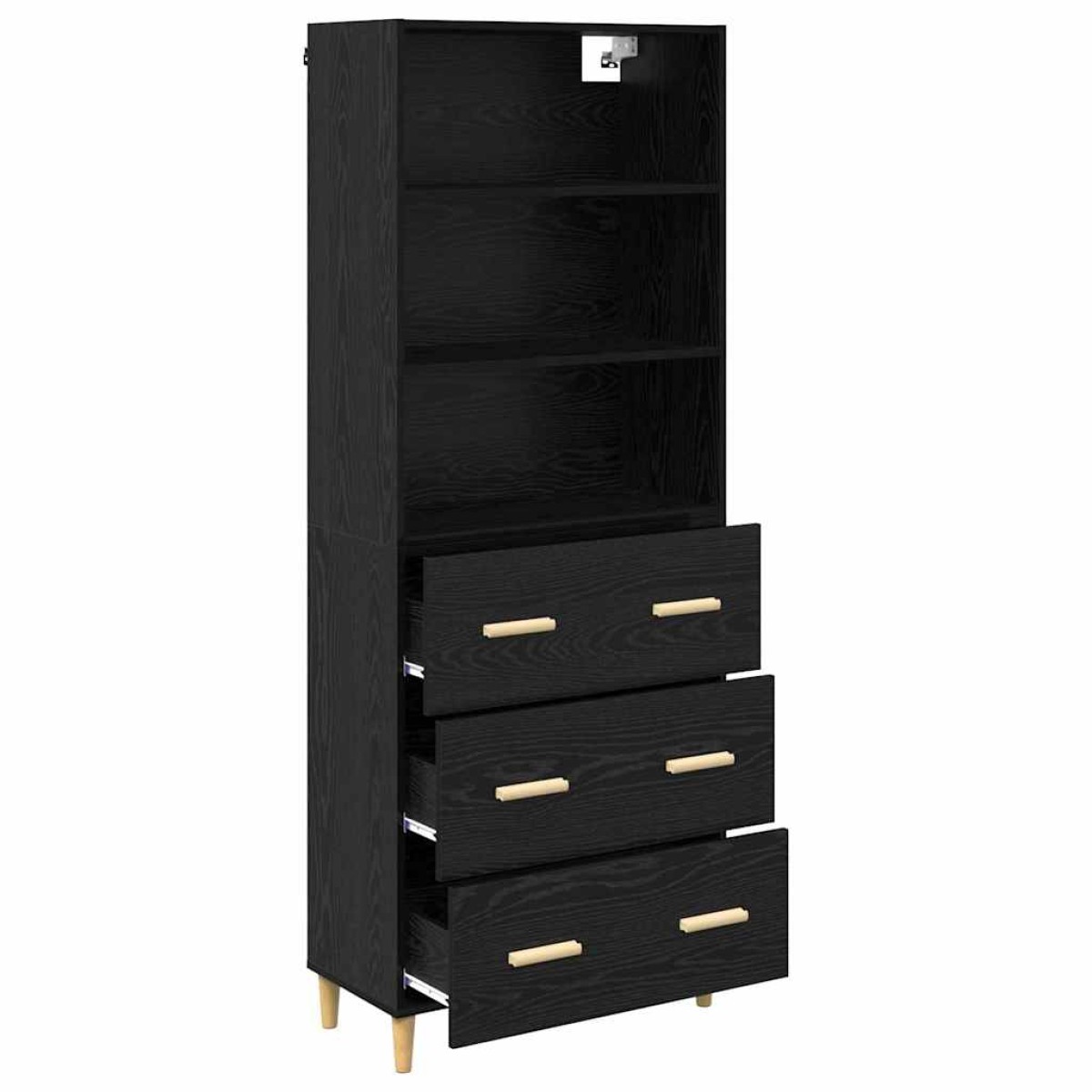 vidaXL Highboard Μαύρη Οξυά 69,5 x 32,5 x 180 εκ Επεξεργασμένο Ξύλο