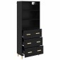 vidaXL Highboard Μαύρη Οξυά 69,5 x 32,5 x 180 εκ Επεξεργασμένο Ξύλο