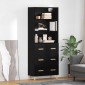 vidaXL Highboard Μαύρη Οξυά 69,5 x 32,5 x 180 εκ Επεξεργασμένο Ξύλο