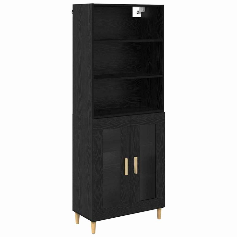 vidaXL Highboard Μαύρη Οξυά 69,5 x 32,5 x 180 εκ Επεξεργασμένο Ξύλο