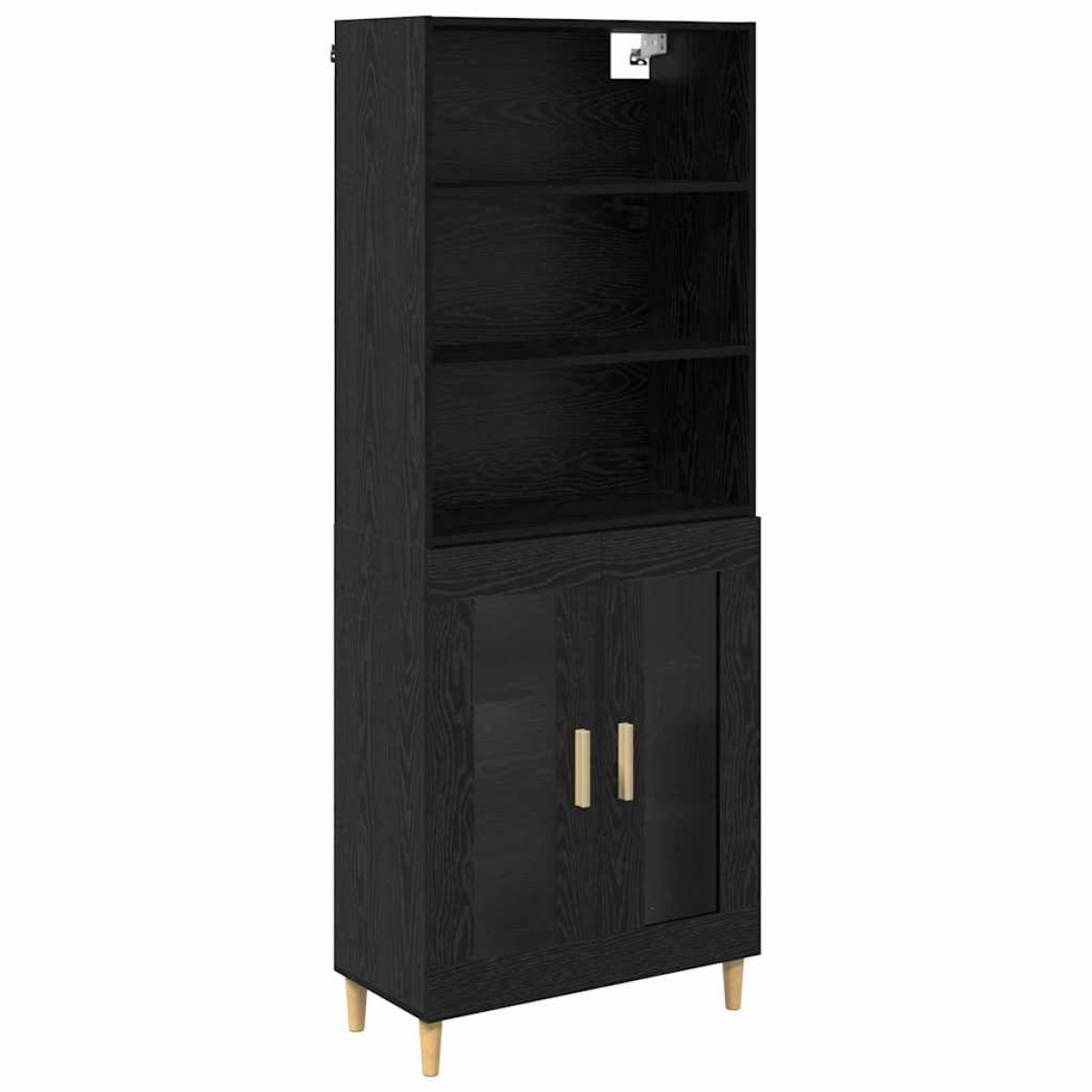 vidaXL Highboard Μαύρη Οξυά 69,5 x 32,5 x 180 εκ Επεξεργασμένο Ξύλο