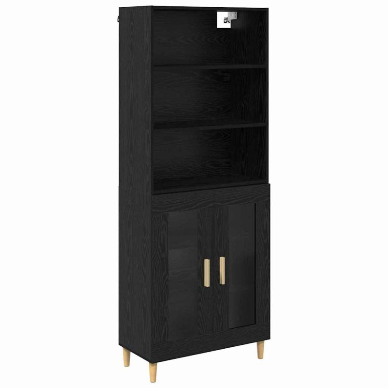 vidaXL Highboard Μαύρη Οξυά 69,5 x 32,5 x 180 εκ Επεξεργασμένο Ξύλο