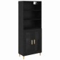 vidaXL Highboard Μαύρη Οξυά 69,5 x 32,5 x 180 εκ Επεξεργασμένο Ξύλο