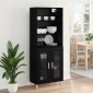 vidaXL Highboard Μαύρη Οξυά 69,5 x 32,5 x 180 εκ Επεξεργασμένο Ξύλο