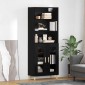 vidaXL Highboard Μαύρη Οξυά 69,5 x 32,5 x 180 εκ Επεξεργασμένο Ξύλο