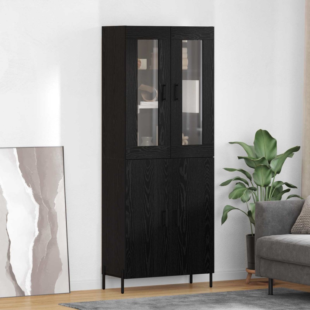 vidaXL Highboard Μαύρη Οξυά 69,5 x 34 x 180 εκ. Επεξεργασμένο Ξύλο