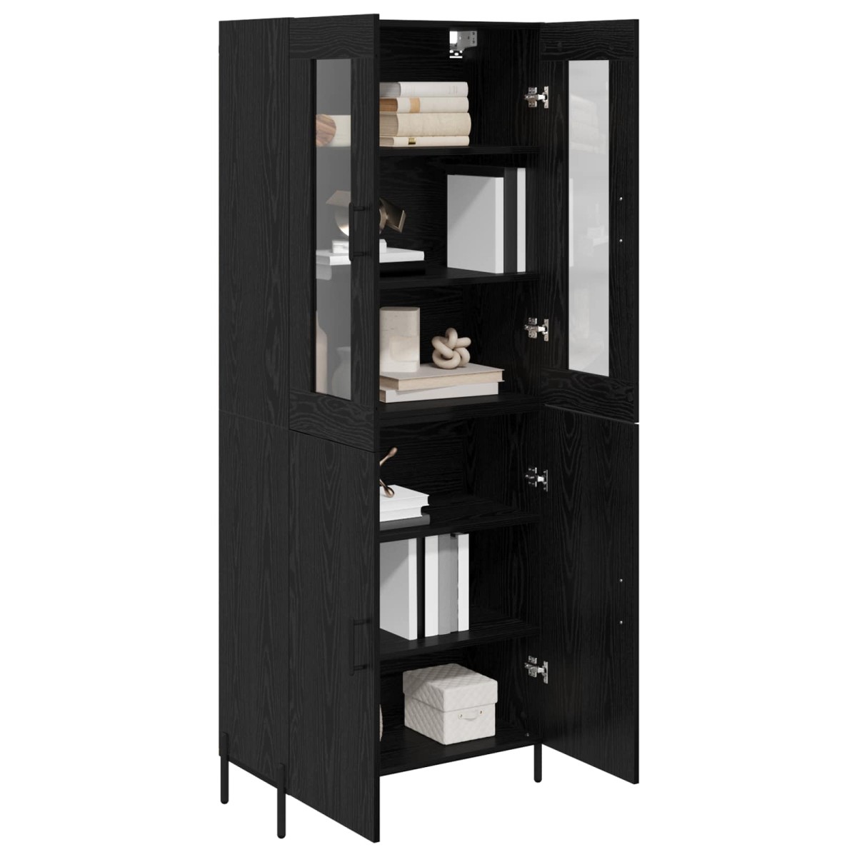 vidaXL Highboard Μαύρη Οξυά 69,5 x 34 x 180 εκ. Επεξεργασμένο Ξύλο