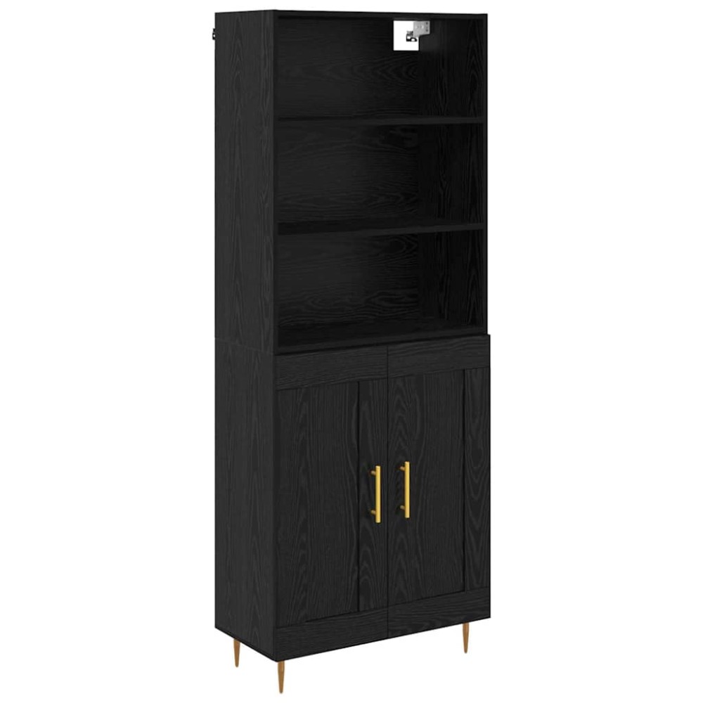 vidaXL Highboard Μαύρη Οξυά 69,5 x 34 x 180 εκ. Επεξεργασμένο Ξύλο