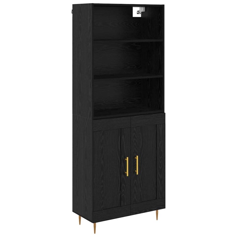 vidaXL Highboard Μαύρη Οξυά 69,5 x 34 x 180 εκ. Επεξεργασμένο Ξύλο