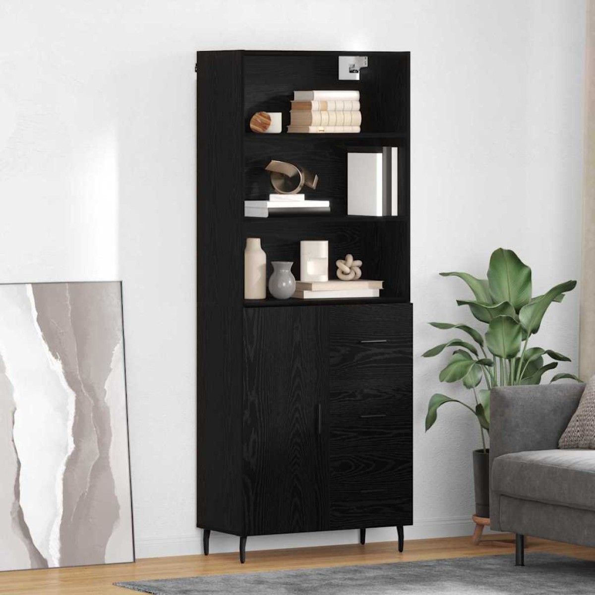vidaXL Highboard 2 τμχ. Μαύρη Οξυά 69,5 x 34 x 180 εκ.