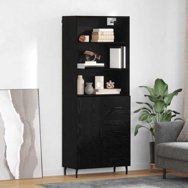 vidaXL Highboard 2 τμχ. Μαύρη Οξυά 69,5 x 34 x 180 εκ.