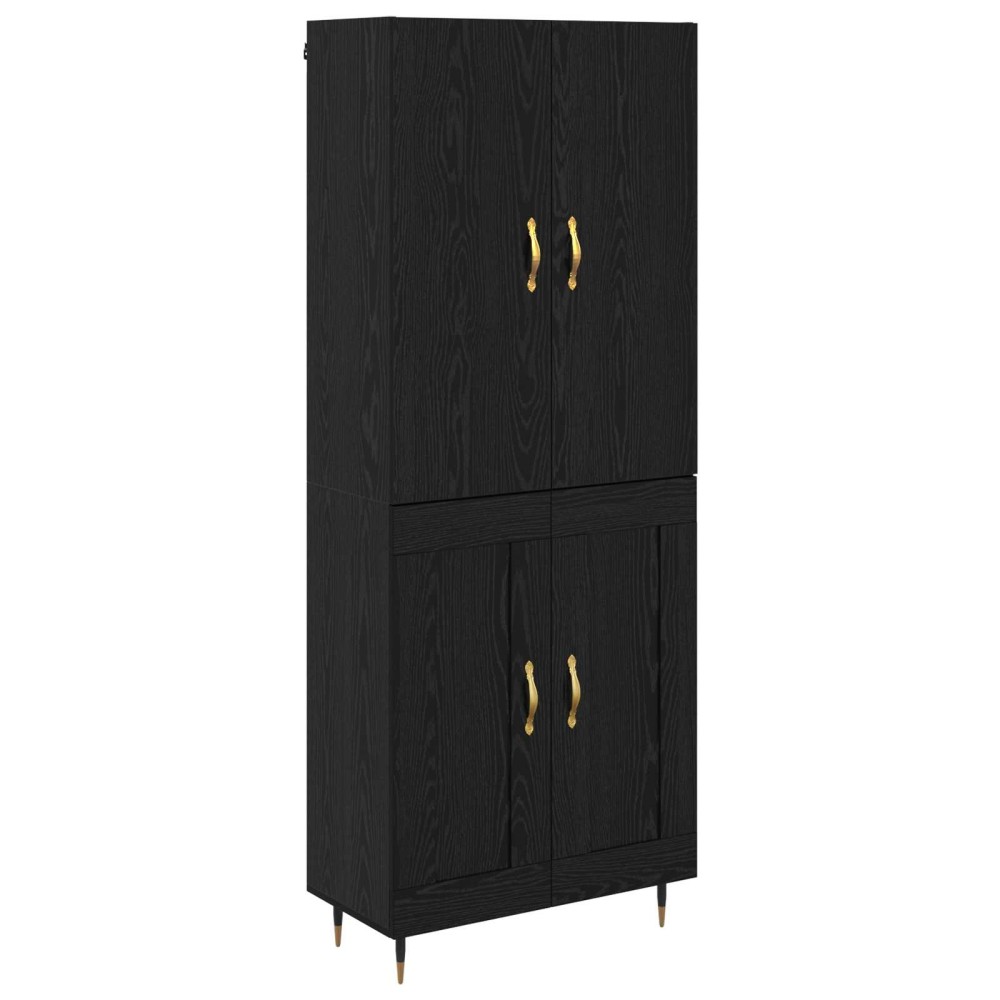 vidaXL Highboard Μαύρη Οξυά 69,5 x 34 x 180 εκ. Επεξεργασμένο Ξύλο
