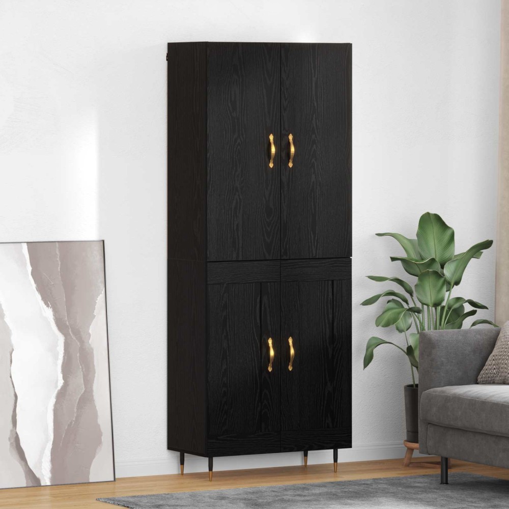 vidaXL Highboard Μαύρη Οξυά 69,5 x 34 x 180 εκ. Επεξεργασμένο Ξύλο