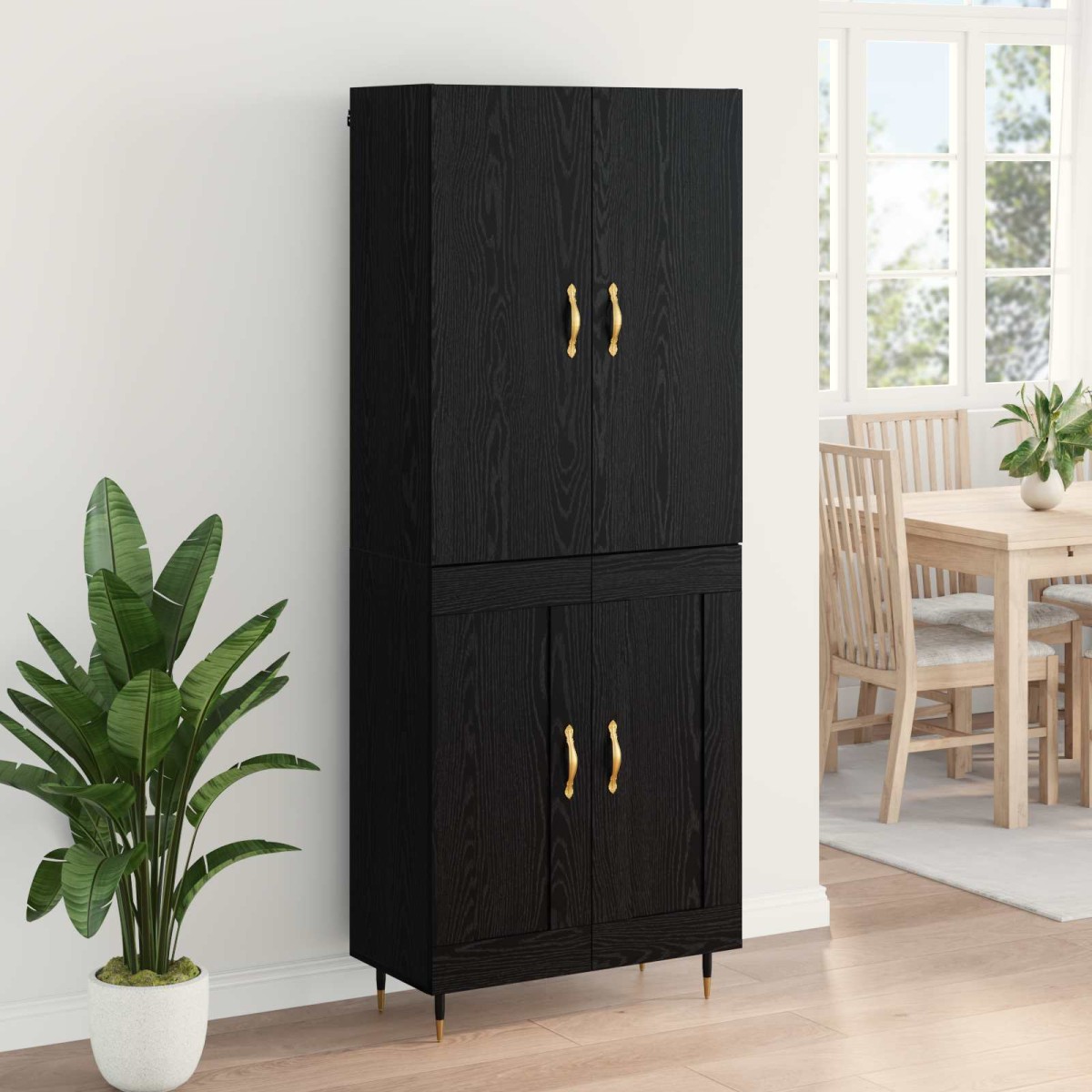 vidaXL Highboard Μαύρη Οξυά 69,5 x 34 x 180 εκ. Επεξεργασμένο Ξύλο