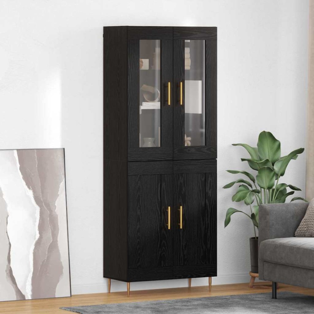 vidaXL Highboard 2 τμχ. Μαύρη Οξυά 69,5 x 34 x 180 εκ.
