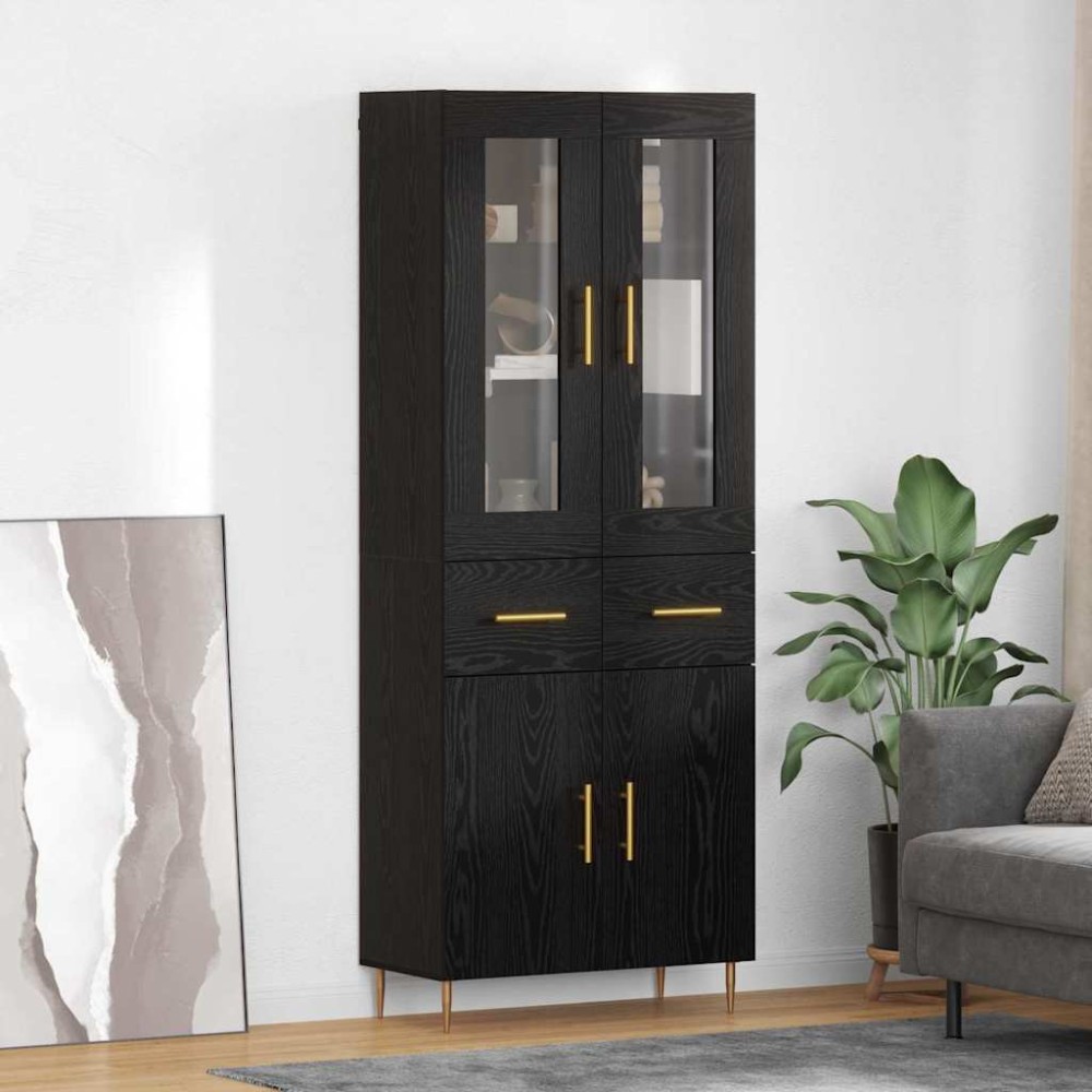 vidaXL Highboard 2 τμχ. Μαύρη Οξυά 69,5 x 34 x 180 εκ.