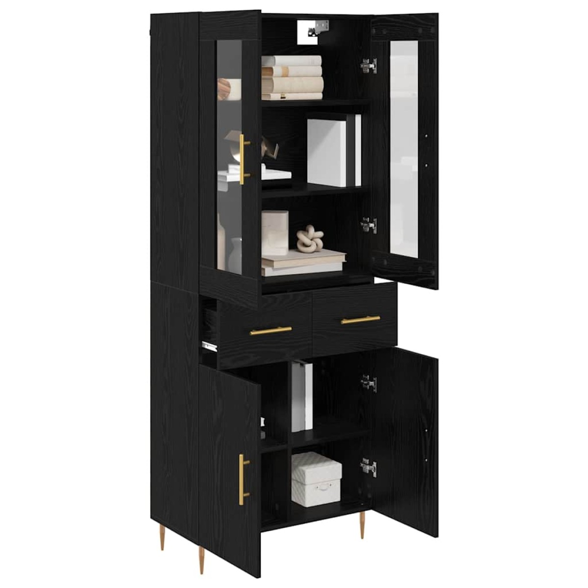 vidaXL Highboard 2 τμχ. Μαύρη Οξυά 69,5 x 34 x 180 εκ.