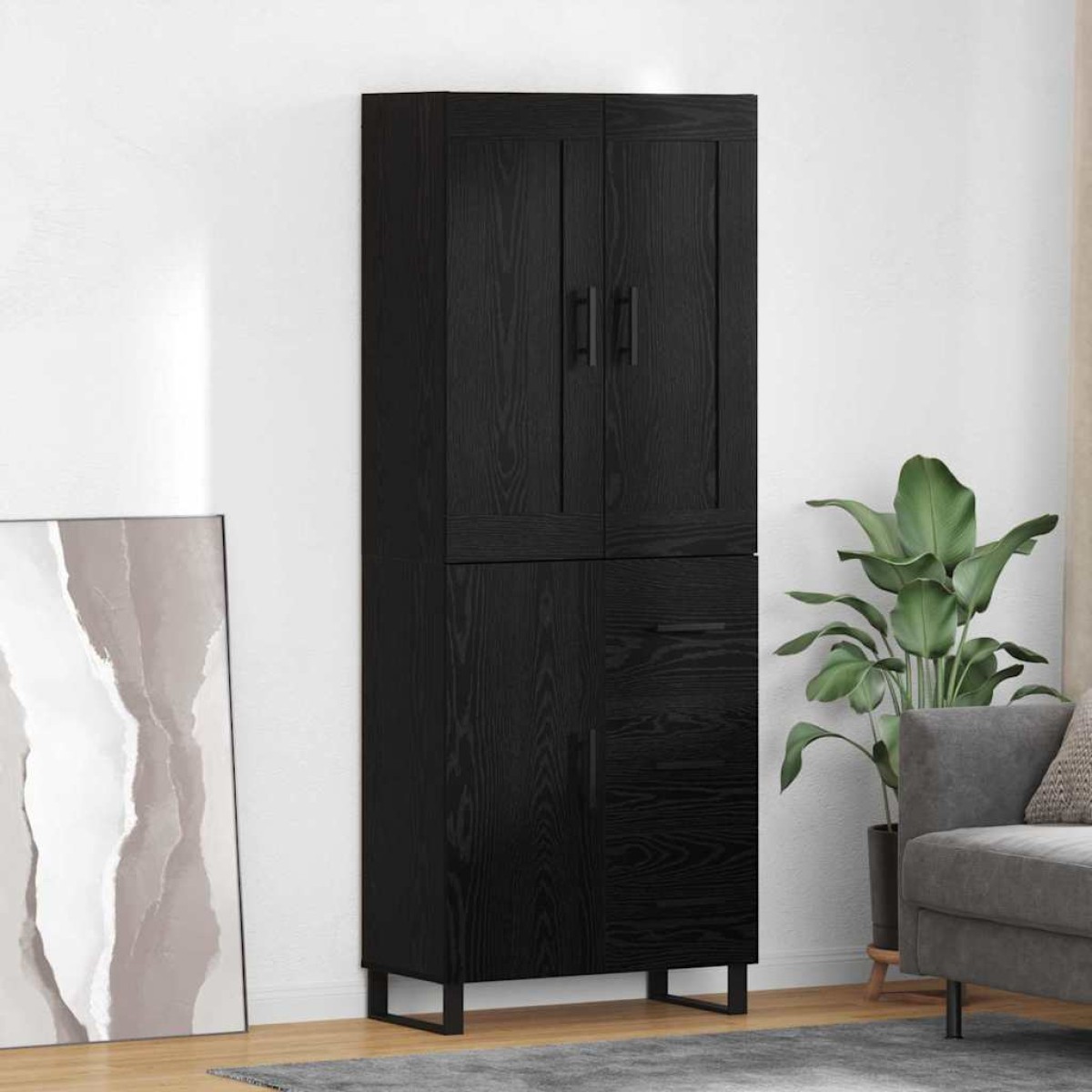 vidaXL Highboard 2 τμχ. Μαύρη Οξυά 69,5 x 34 x 180 εκ.