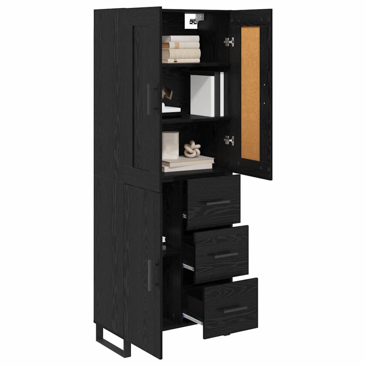 vidaXL Highboard 2 τμχ. Μαύρη Οξυά 69,5 x 34 x 180 εκ.
