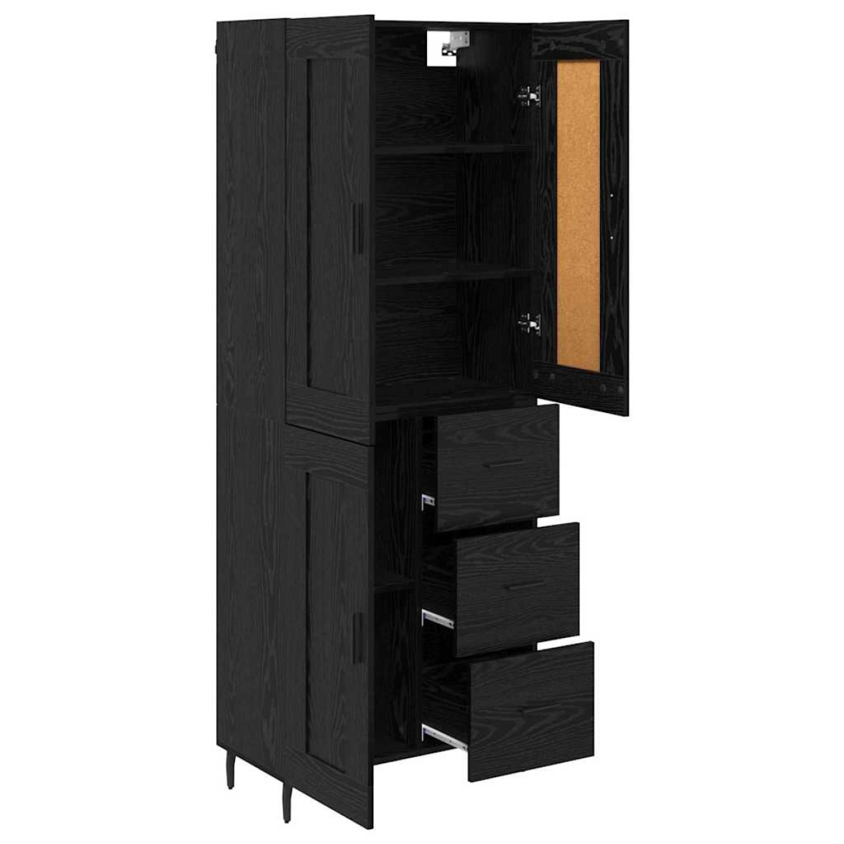 vidaXL Highboard 2 τμχ. Μαύρη Οξυά 69,5 x 34 x 180 εκ.