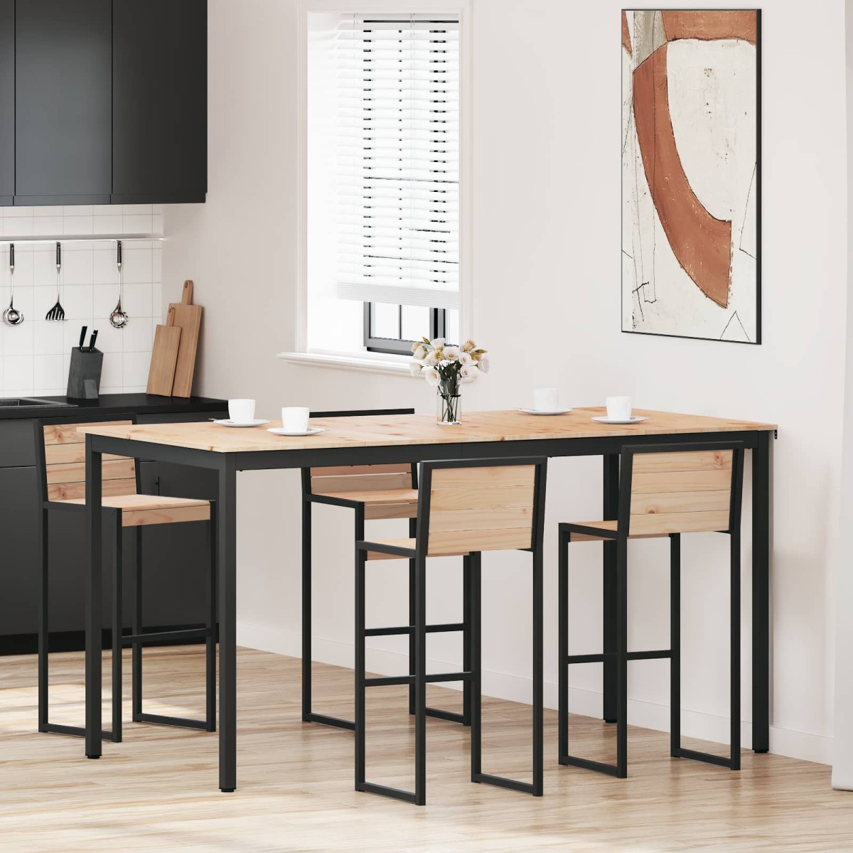 vidaXL Τραπέζι μπαρ Φυσικό 200 x 100 x 105 εκ. Στερεά ξυλεία πεύκου