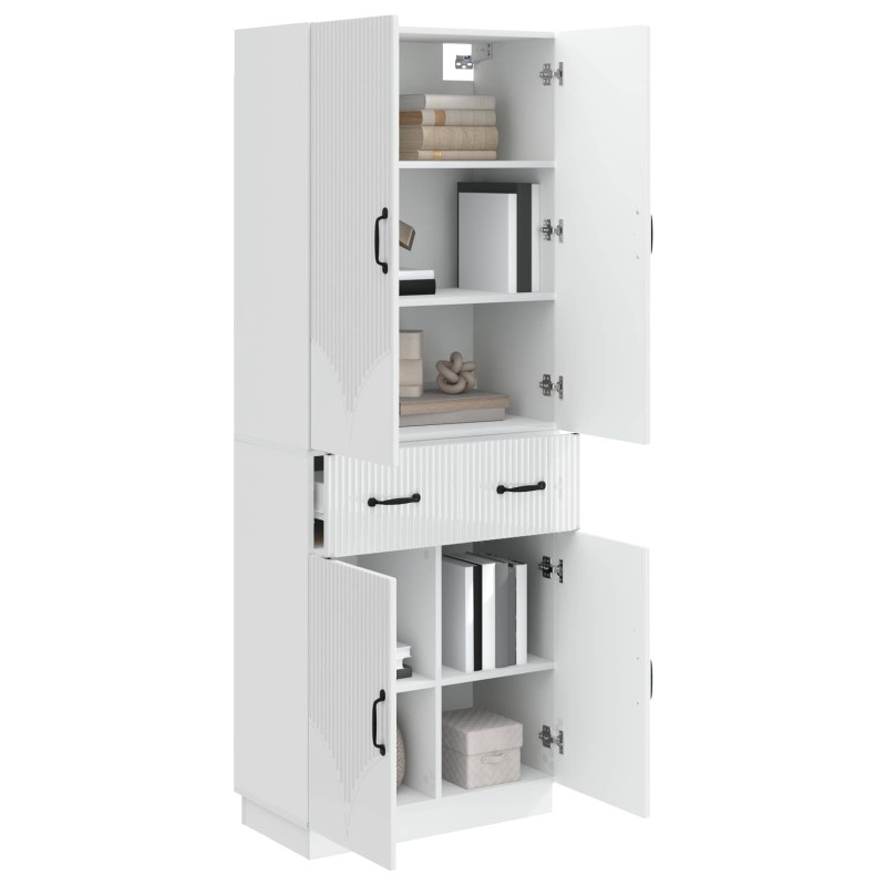 vidaXL Σέτ Ντουλαπιών 2 τμχ. Γυαλιστερό Λευκό Επεξεργασμένο Ξύλο