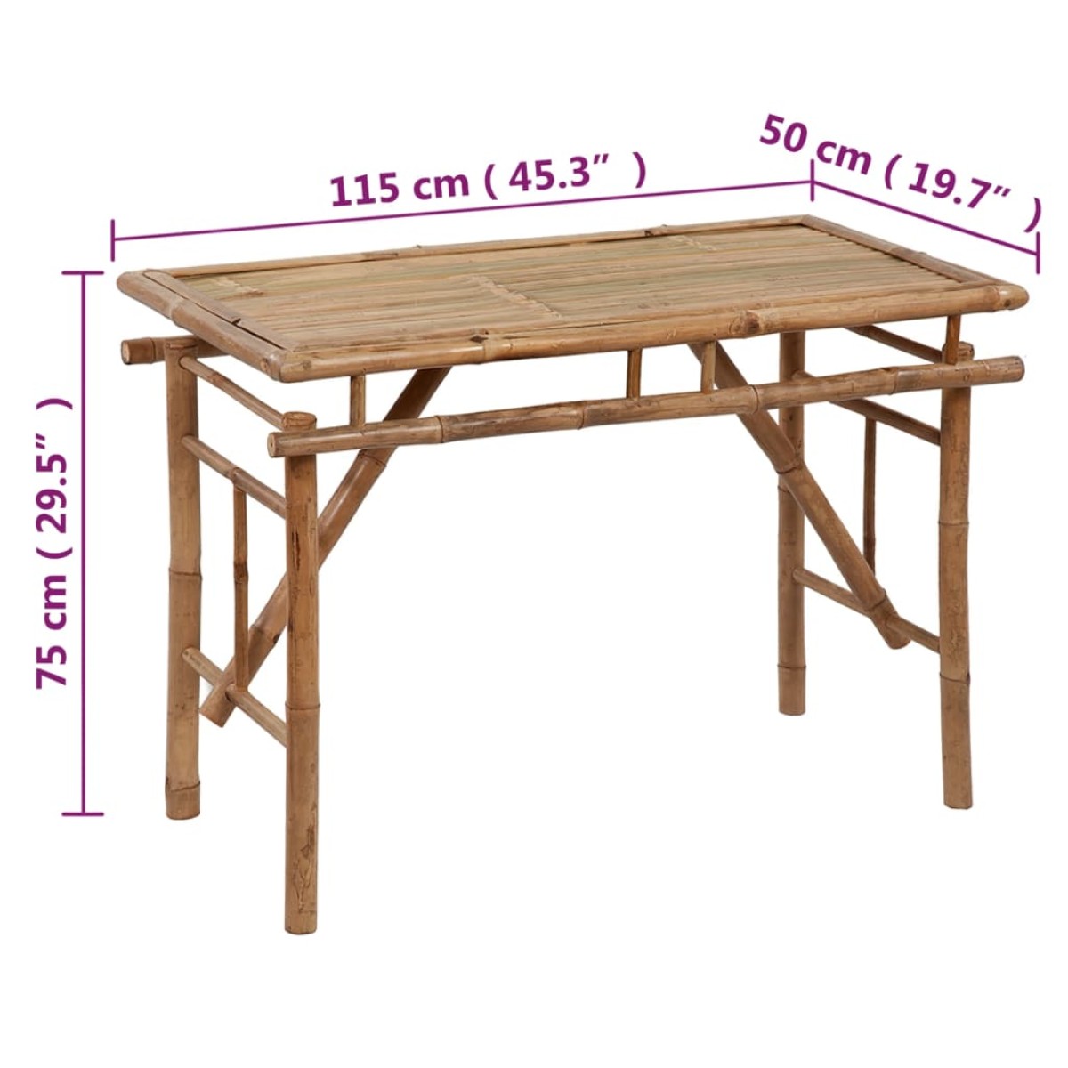 vidaXL Τραπέζι Κήπου Πτυσσόμενο 115 x 50 x 75 εκ. από Μπαμπού