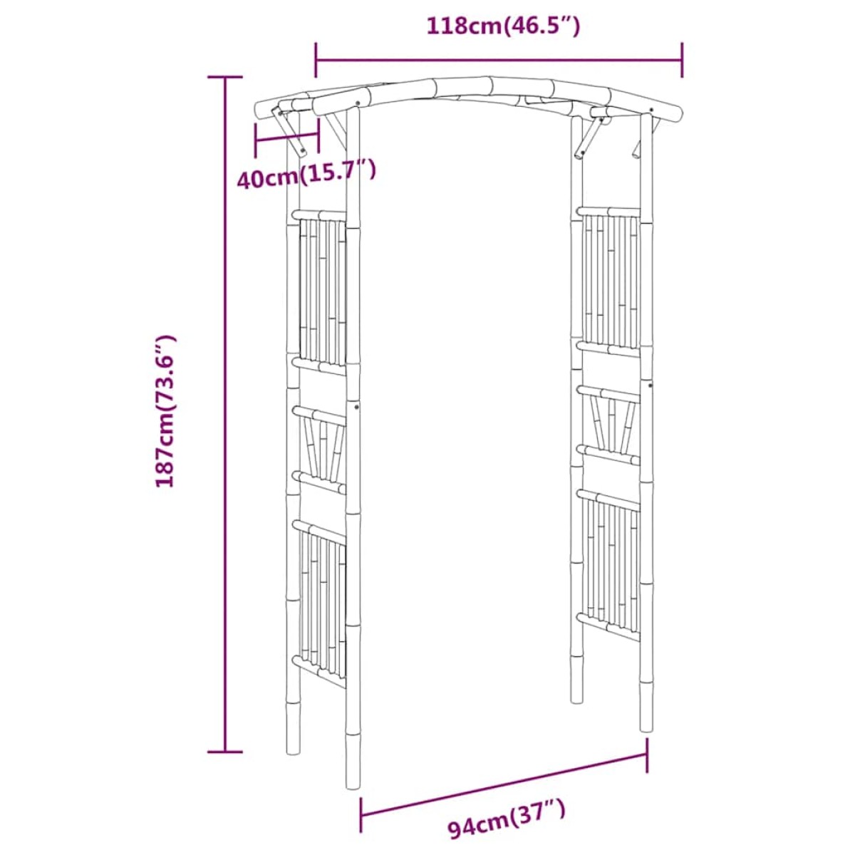 vidaXL Πέργκολα / Αψίδα 118 x 40 x 187 εκ. από Μπαμπού