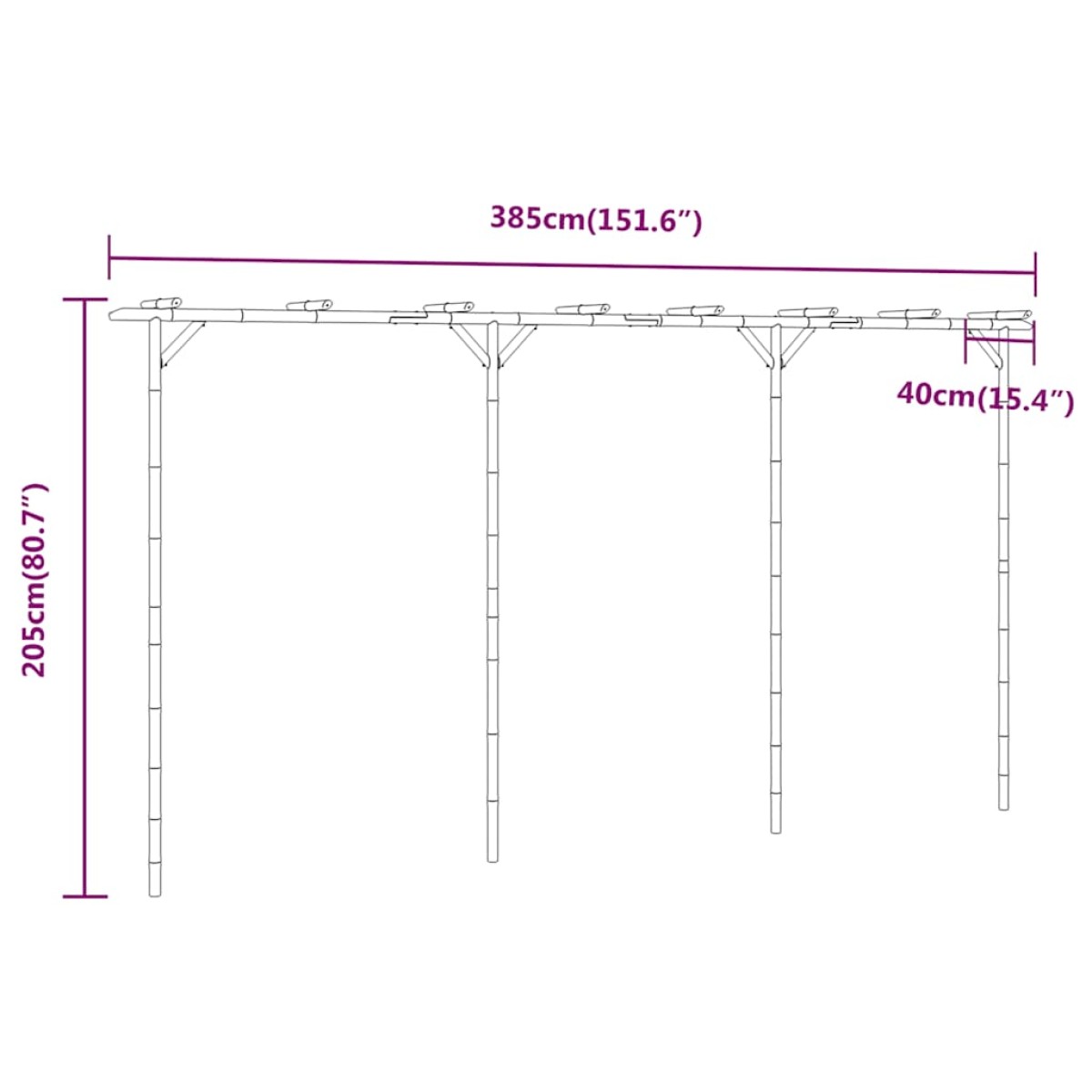 vidaXL Πέργκολα 385 x 40 x 205 εκ. από Μπαμπού