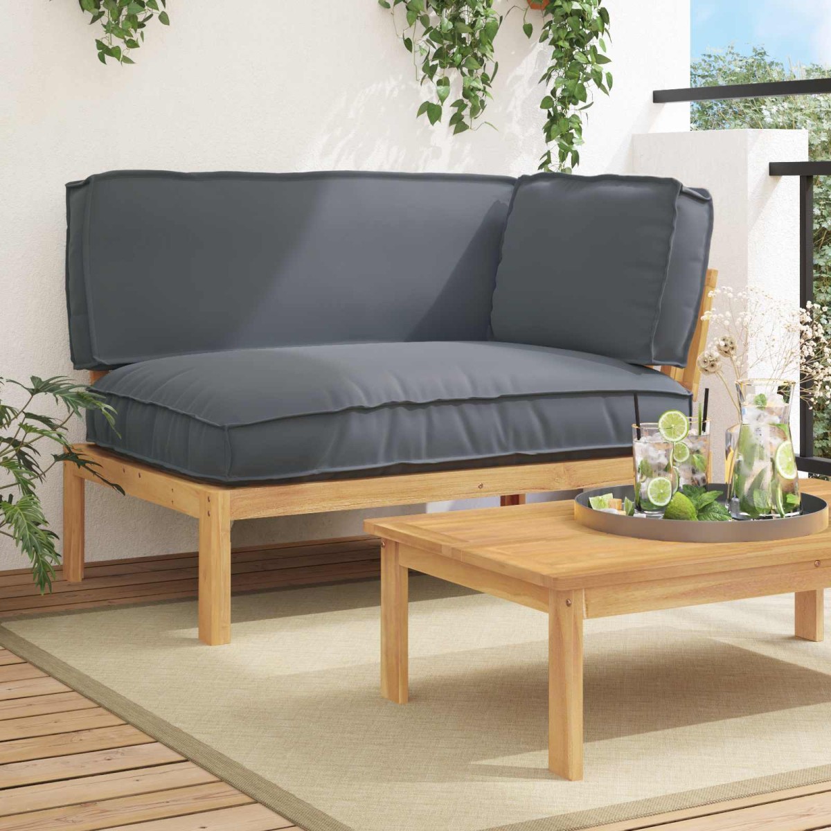 vidaXL Σετ Καναπέ Ανθρακί 133 x 92 x 69 εκ. Στερεό Ξύλο Ακακίας