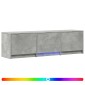 vidaXL Τηλεοπτική βιβλιοθήκη με LED 140x34x40 εκ Σκυρόχρωμο Γκρι