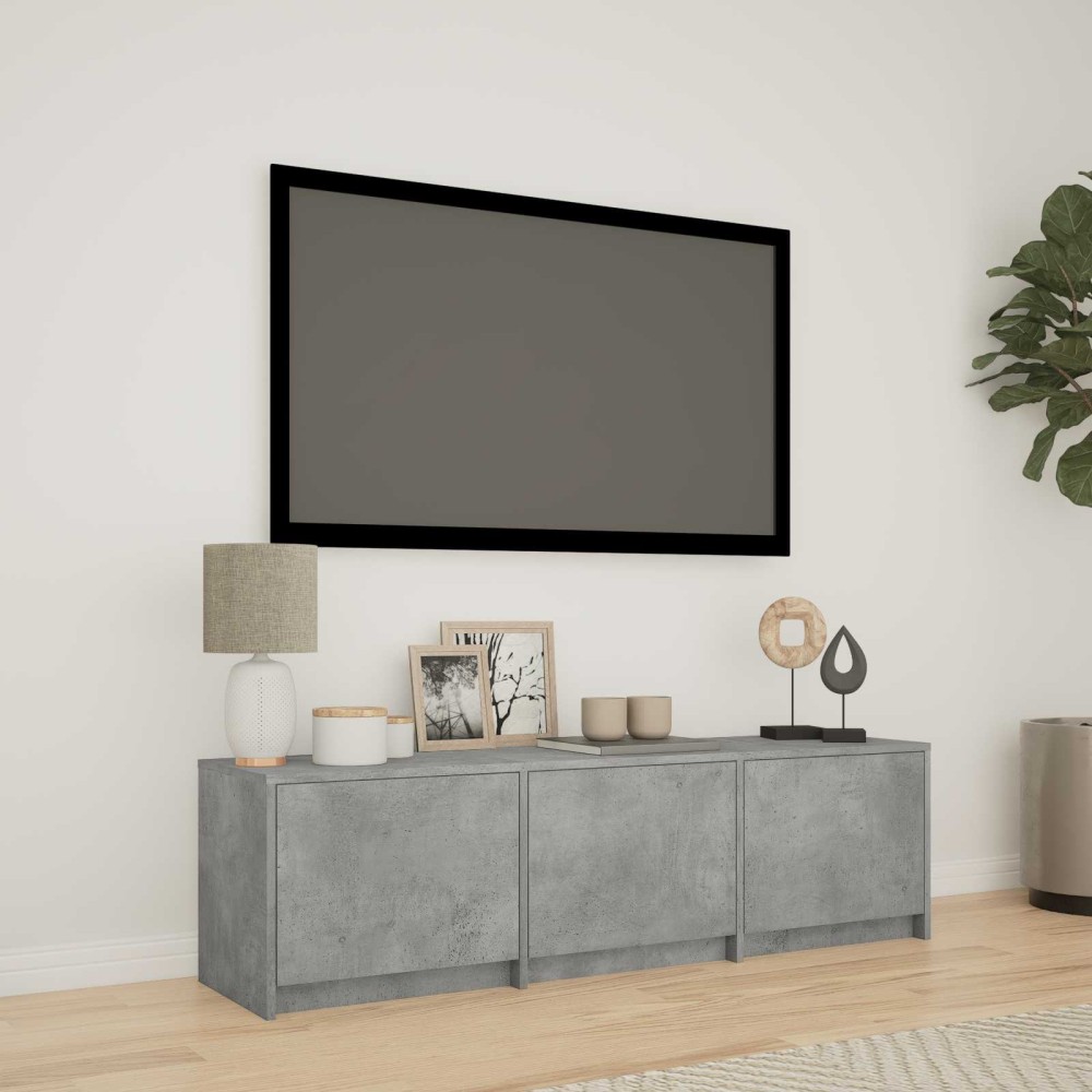 vidaXL Τηλεοπτική βιβλιοθήκη με LED 140x34x40 εκ Σκυρόχρωμο Γκρι