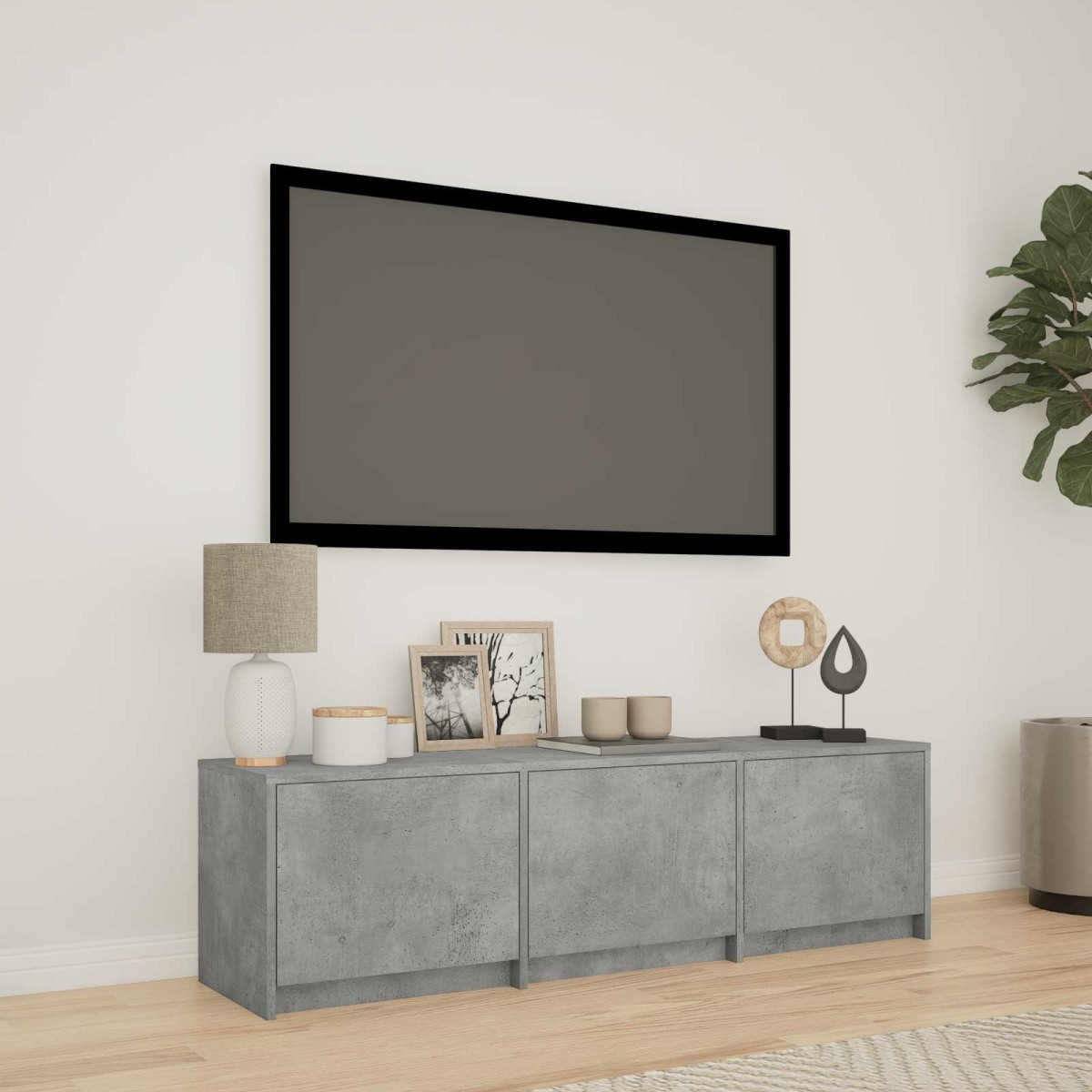 vidaXL Τηλεοπτική βιβλιοθήκη με LED 140x34x40 εκ Σκυρόχρωμο Γκρι