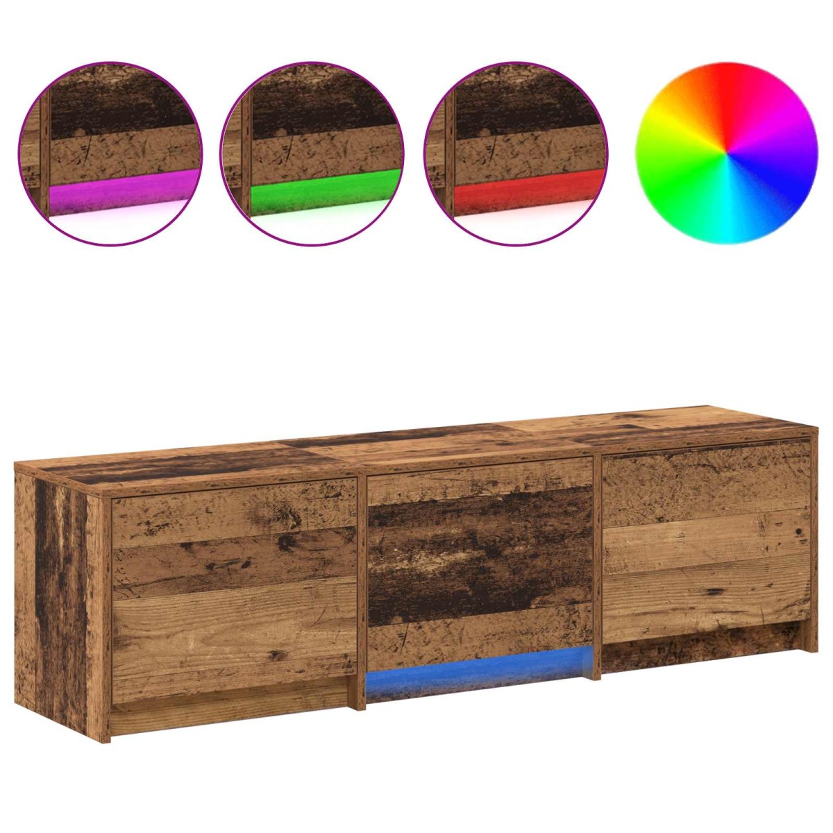 vidaXL Τηλεοπτική βιβλιοθήκη με LED Παλιό ξύλο 140 x 34 x 40 εκ