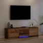 vidaXL Τηλεοπτική βιβλιοθήκη με LED Παλιό ξύλο 140 x 34 x 40 εκ