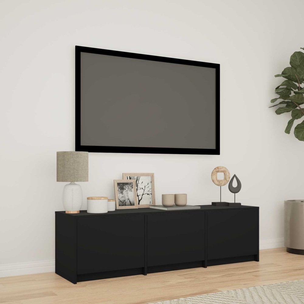 vidaXL Τηλεοπτική βιβλιοθήκη με LED 140 x 34 x 40 εκ Μαύρο