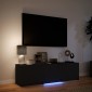 vidaXL Τηλεοπτική βιβλιοθήκη με LED 140 x 34 x 40 εκ Μαύρο