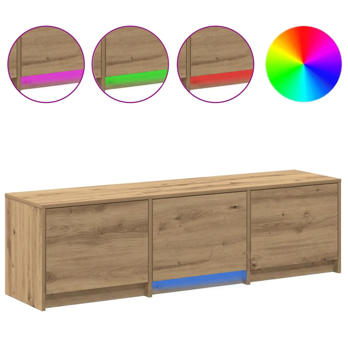 vidaXL Τηλεοπτική βιβλιοθήκη με LED 140 x 34 x 40 εκ