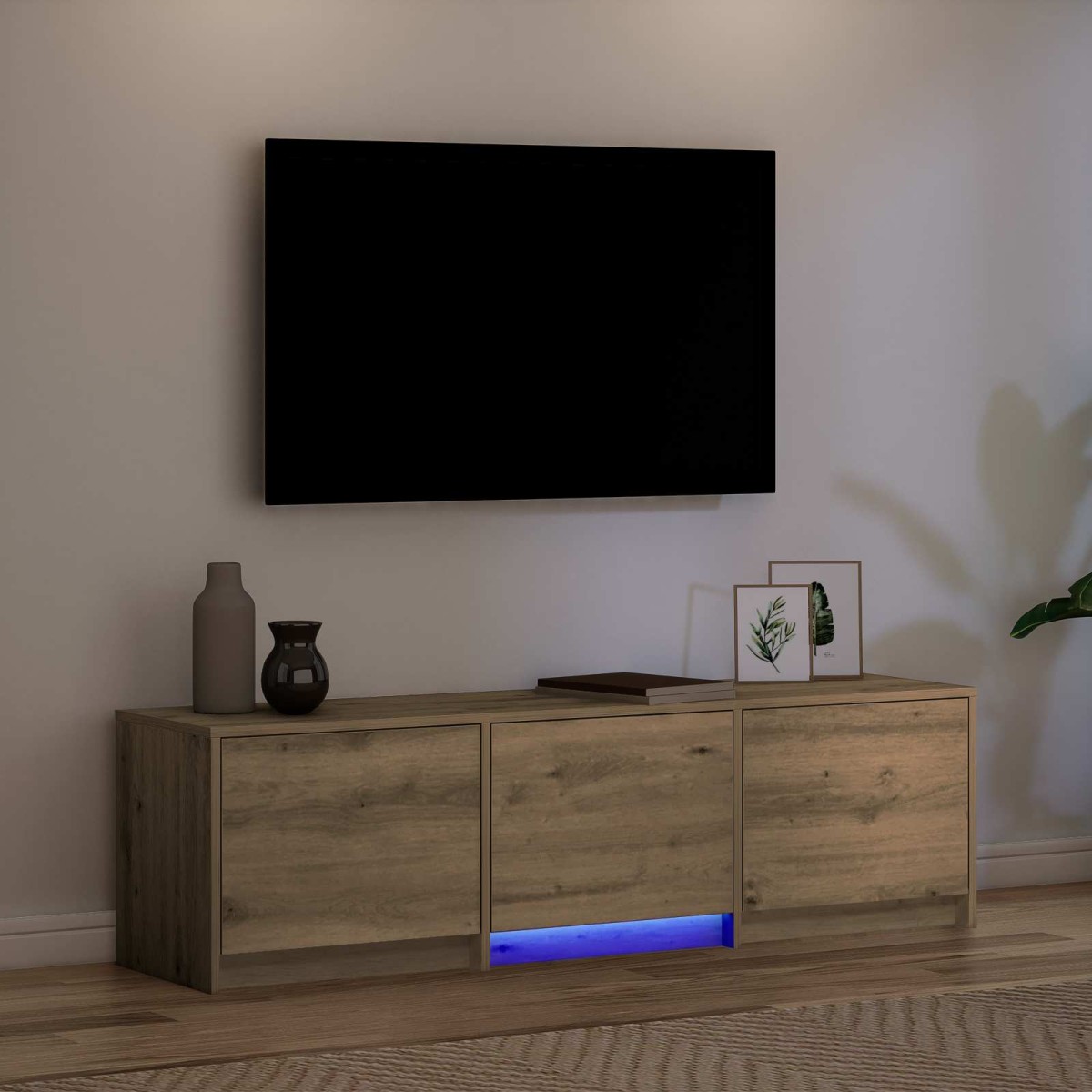 vidaXL Τηλεοπτική βιβλιοθήκη με LED 140 x 34 x 40 εκ