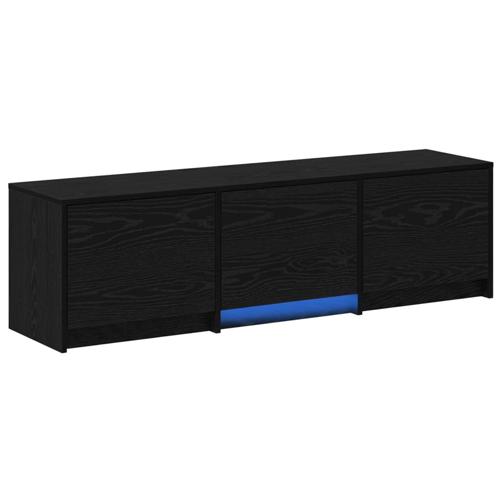 vidaXL Τηλεοπτική βιβλιοθήκη με LED Μαύρη Δρυς 140 x 34 x 40 εκ