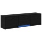 vidaXL Τηλεοπτική βιβλιοθήκη με LED Μαύρη Δρυς 140 x 34 x 40 εκ