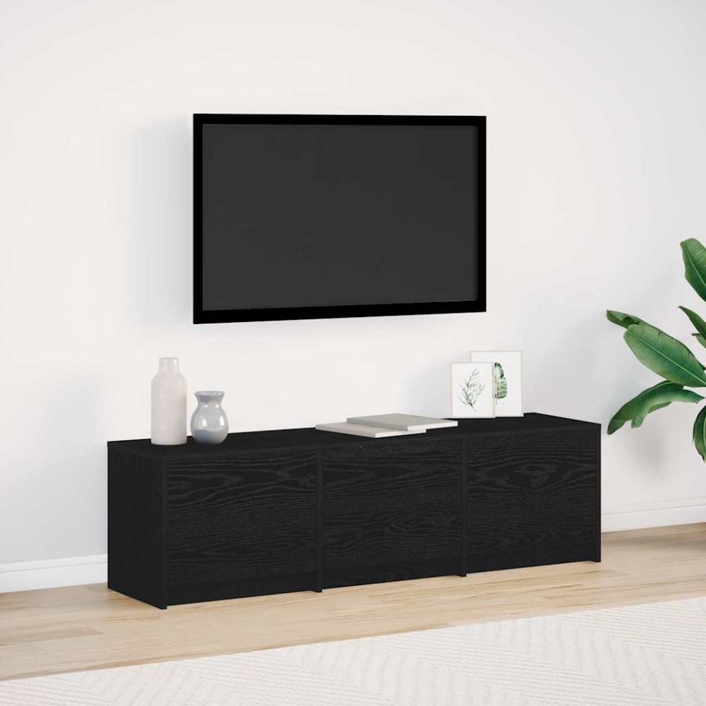 vidaXL Τηλεοπτική βιβλιοθήκη με LED Μαύρη Δρυς 140 x 34 x 40 εκ