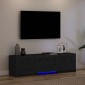 vidaXL Τηλεοπτική βιβλιοθήκη με LED Μαύρη Δρυς 140 x 34 x 40 εκ